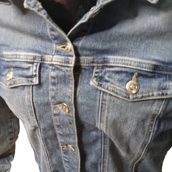 Rubbish Jacket Juniors L Large Denim Long Sleeve Medium Wash Collared Buttons - Picture 2 of 6